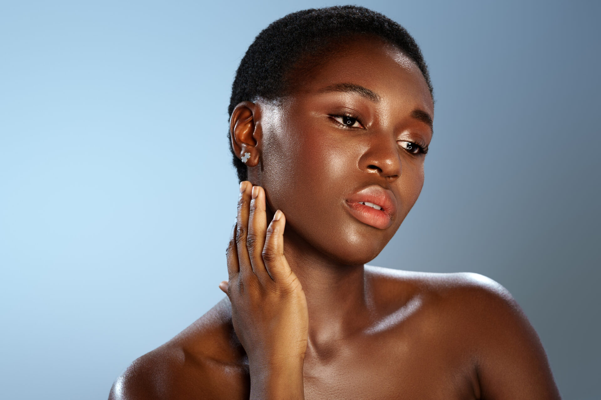 Woman who has just done her skincare routine